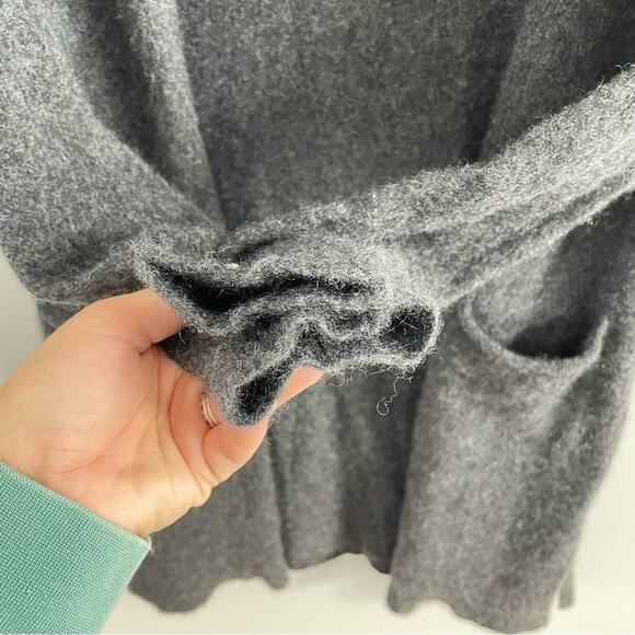 ATM | Women’s 100% Cashmere Grey Lightweight Open Cardigan Two Pocket Sweater XS - Picture 4 of 8
